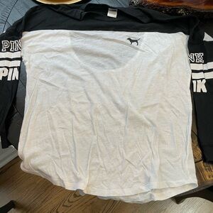Victoria's Secret PINK Black and White Long Sleeve Shirt
